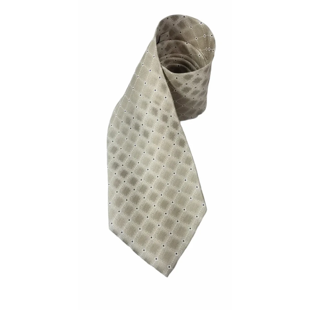 CROFT & BARROW Handmade Silk Tie Men's Geometry Beige 58